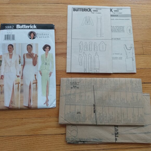 Formal Dress & Jacket Sewing Pattern Size 8-12 Diahann Carrol 5882 UNCUT - Picture 9 of 11